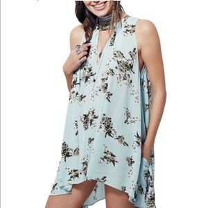 Free People Tree Swing Floral Cutout Tunic Mini Dress Mint Green